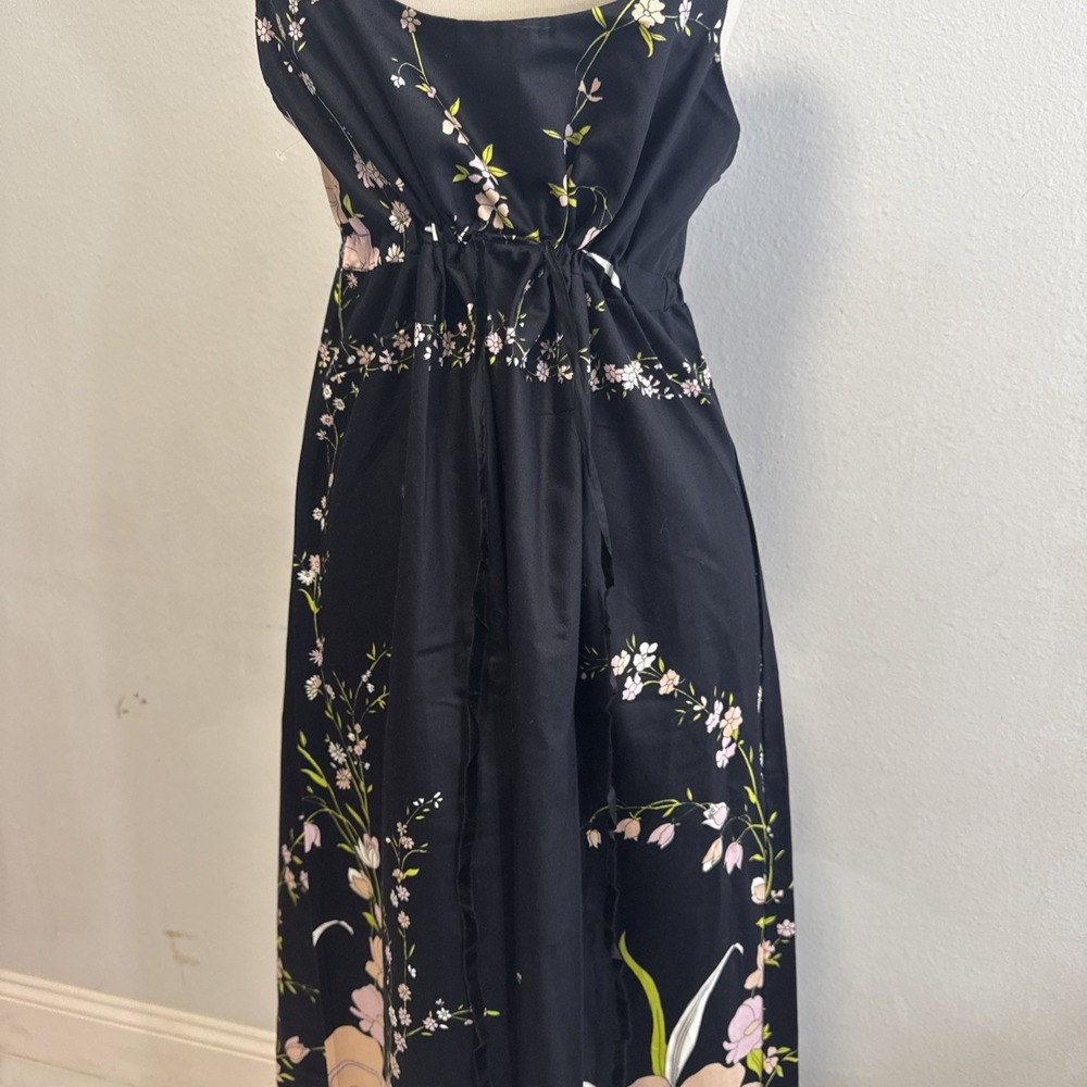 Vtg‎ Dutchess Individually Yours Maxi Dress M Black Floral Babydoll Cottagecore - Picture 9 of 14
